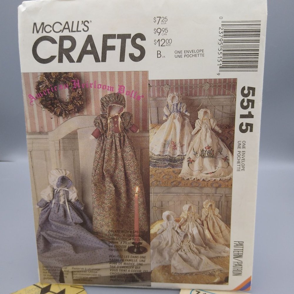 UNCUT Vintage Sewing PATTERN McCalls Crafts 5515, American Heirloom Dolls 1991
